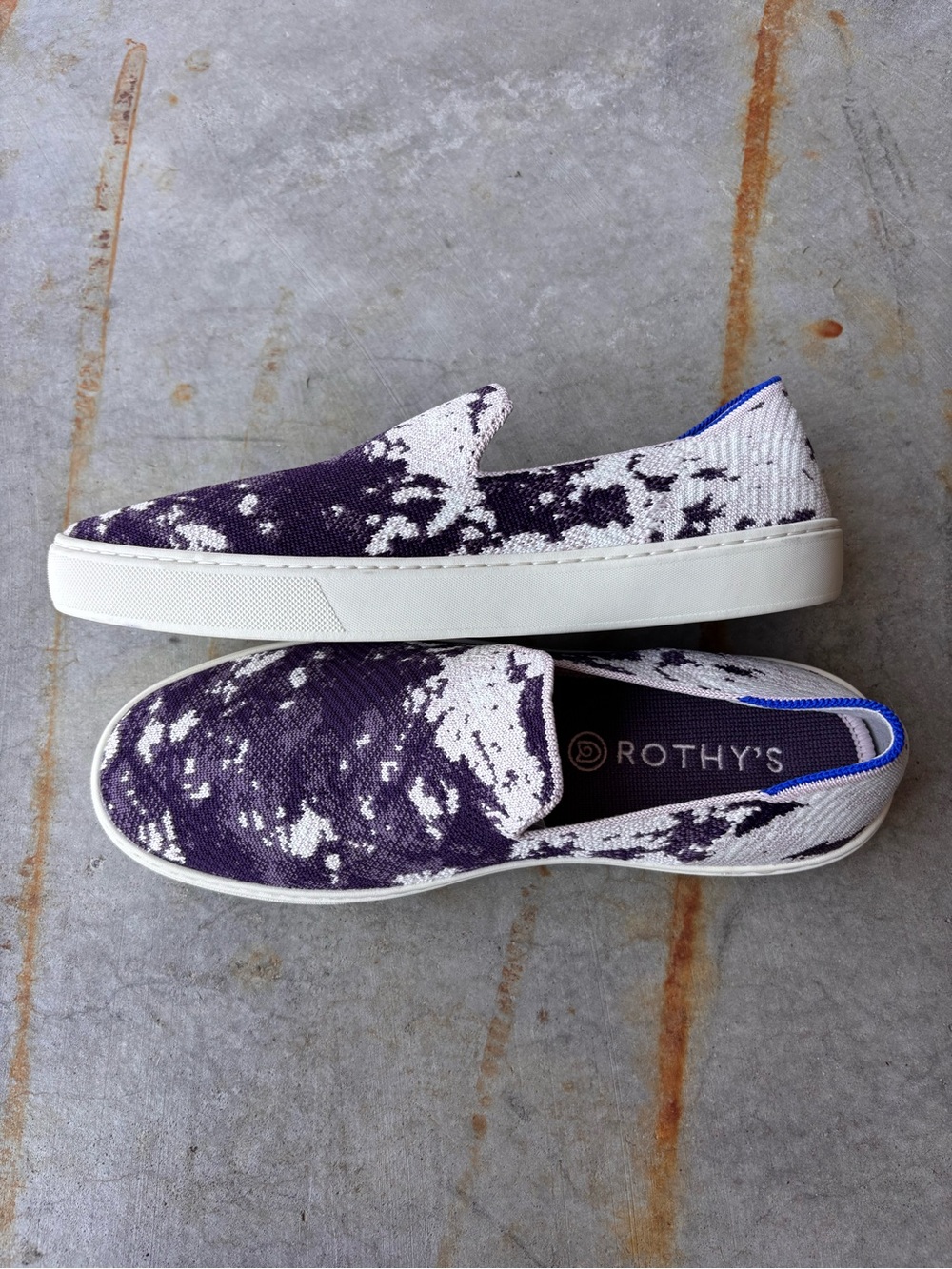 Rothy’s Slip On Purple Camo Knit Shoes Coastal Grandma Size 10